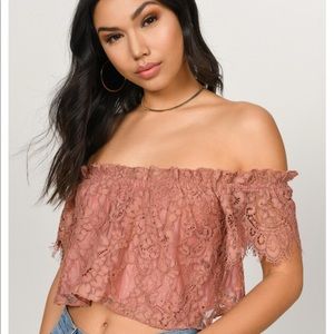 🌸FINAL DROP 🌸  Tobi pink lace and silk crop top.